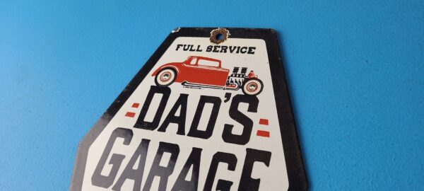 Vintage Dads Garage Sign Porcelain Service Sign Gas Oil Pump Mechanic Sign 305759242232 7