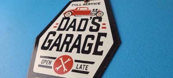 Vintage Dads Garage Sign Porcelain Service Sign Gas Oil Pump Mechanic Sign 305759242232 8