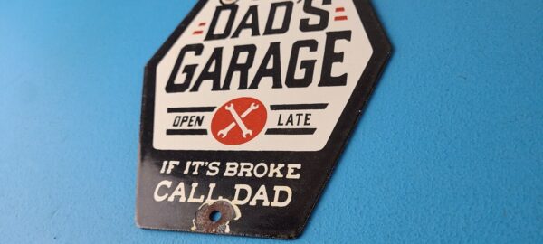 Vintage Dads Garage Sign Porcelain Service Sign Gas Oil Pump Mechanic Sign 305759242232 9