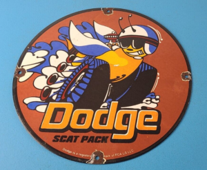 Vintage Dodge Sign Muscle Gas Cars Scat Pack Porcelain Sign 305868249612