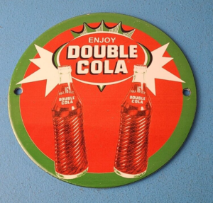 Vintage Double Cola Sign Soda Cola Beverage Gas Service Station Porcelain Sign 305904236142