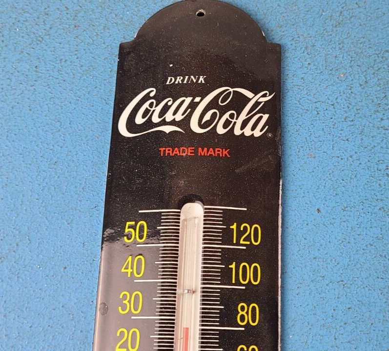 Vintage Drink Coca Cola Sign Soda Pop Gas Ad Sign on Porcelain Thermometer 305838624442