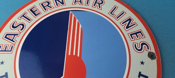 Vintage Eastern Airlines Sign Aviation Airplane Gas Pump Porcelain Sign