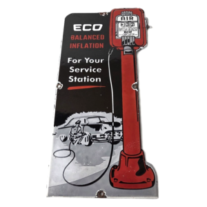 Vintage Eco Balanced Inflation Sign - Tire Service Advertising Porcelain Sign