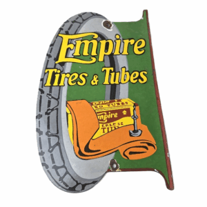 Vintage Empire Tires & Tubes Sign - Porcelain Gas Pump Station Sign