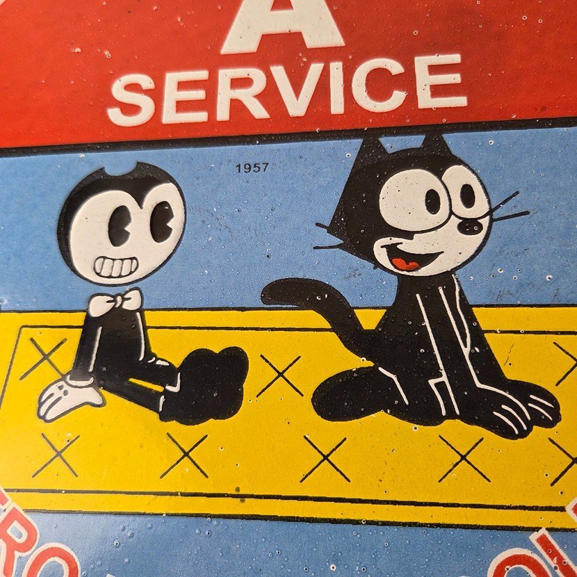 Vintage Flying A Gasoline Sign - Felix the Cat Porcelain Gas Station Pump Sign - Image 4