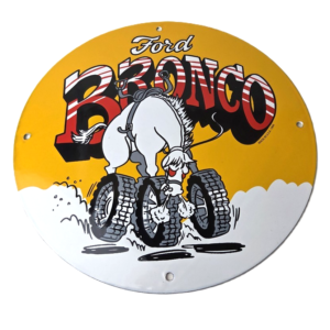 Vintage Ford Bronco Service Porcelain Sign - Gas Pump Porcelain Auto Sign