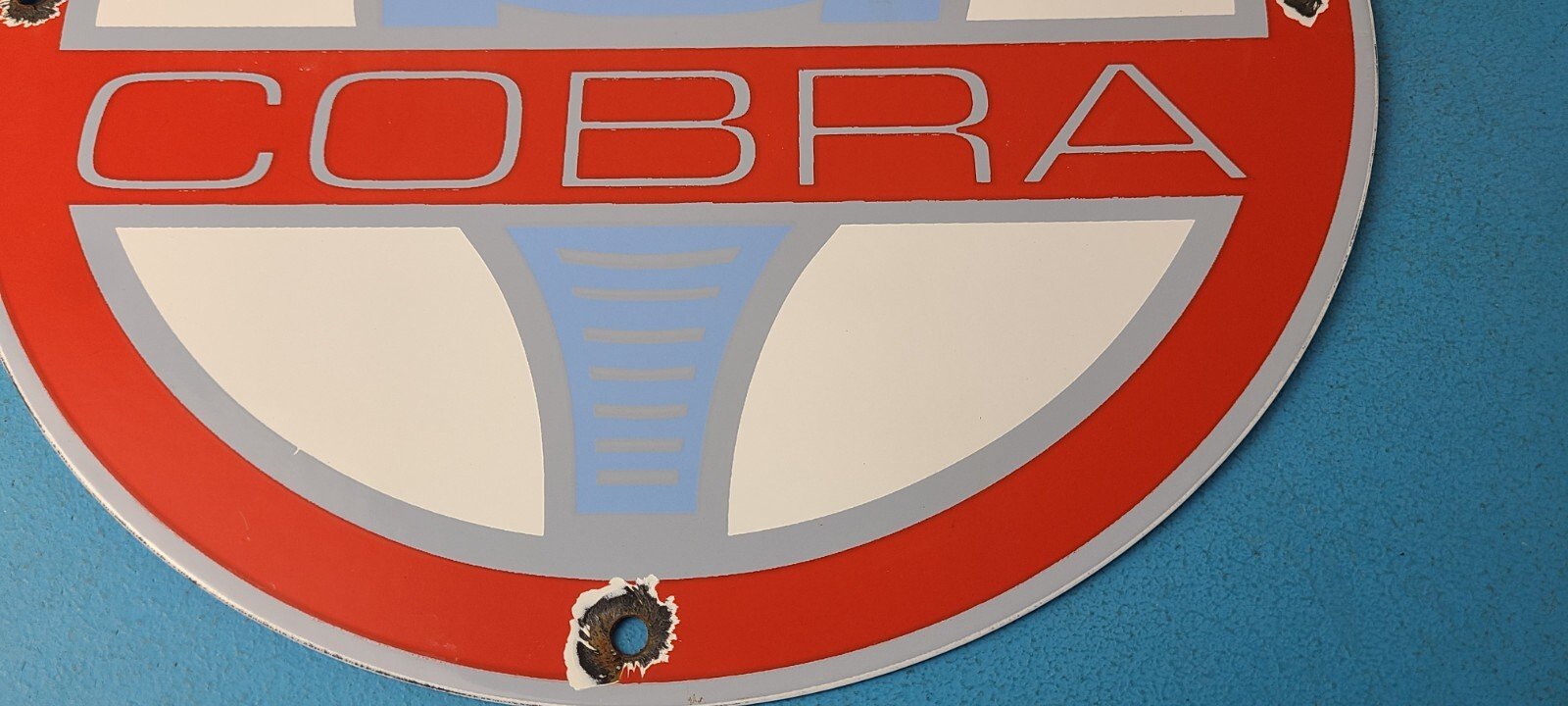 Vintage Ford Cobra Sign - Gas Pump Service Porcelain Auto Sign - Image 12