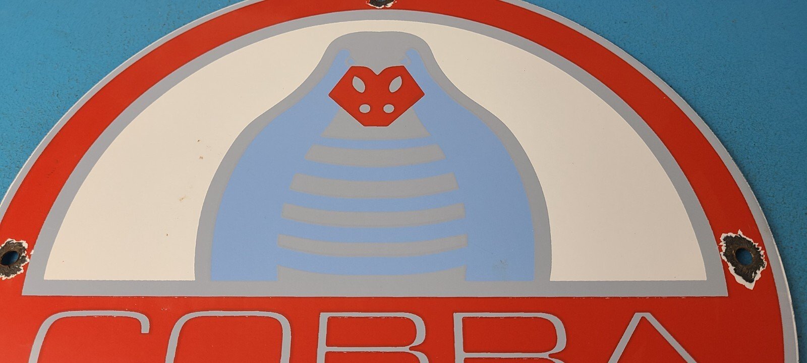 Vintage Ford Cobra Sign - Gas Pump Service Porcelain Auto Sign - Image 13