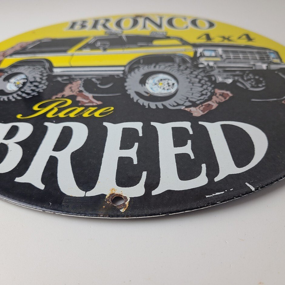 Vintage Ford Motors Porcelain Sign - Bronco Rare Breed Porcelain Dealership Sign - Image 11