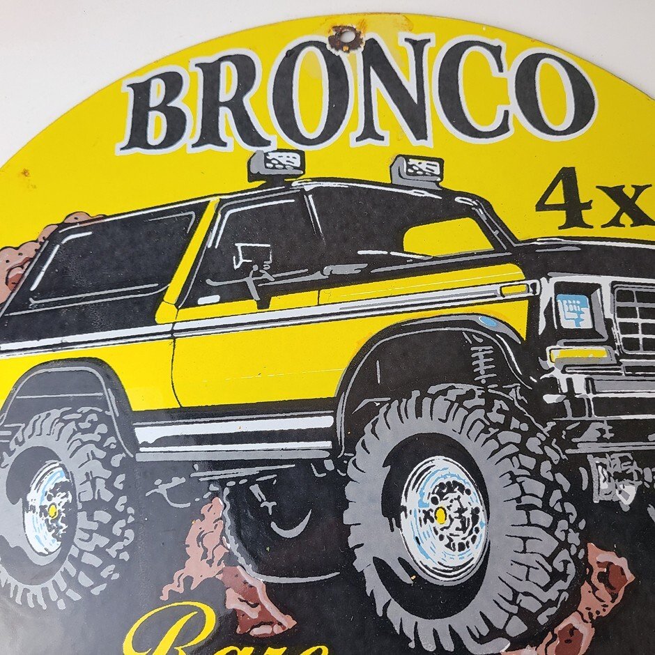Vintage Ford Motors Porcelain Sign - Bronco Rare Breed Porcelain Dealership Sign - Image 3