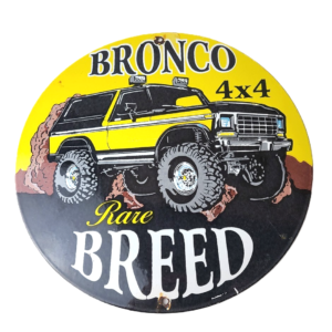 Vintage Ford Motors Porcelain Sign - Bronco Rare Breed Porcelain Dealership Sign