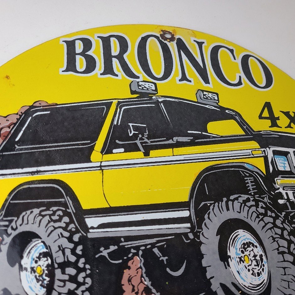 Vintage Ford Motors Porcelain Sign - Bronco Rare Breed Porcelain Dealership Sign - Image 5
