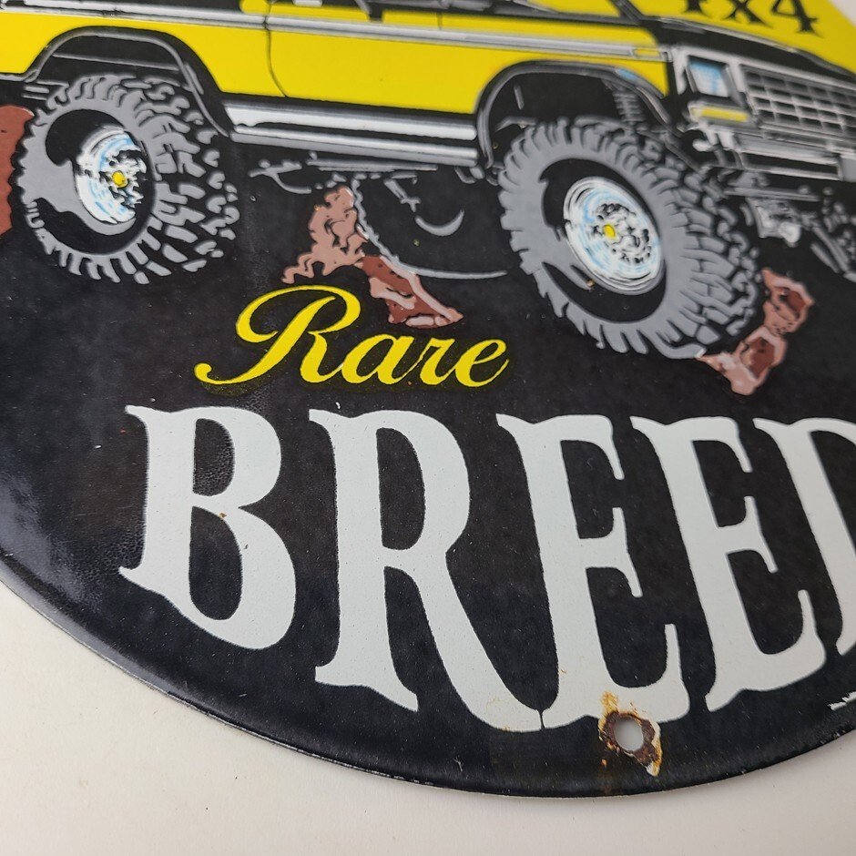 Vintage Ford Motors Porcelain Sign - Bronco Rare Breed Porcelain Dealership Sign - Image 7