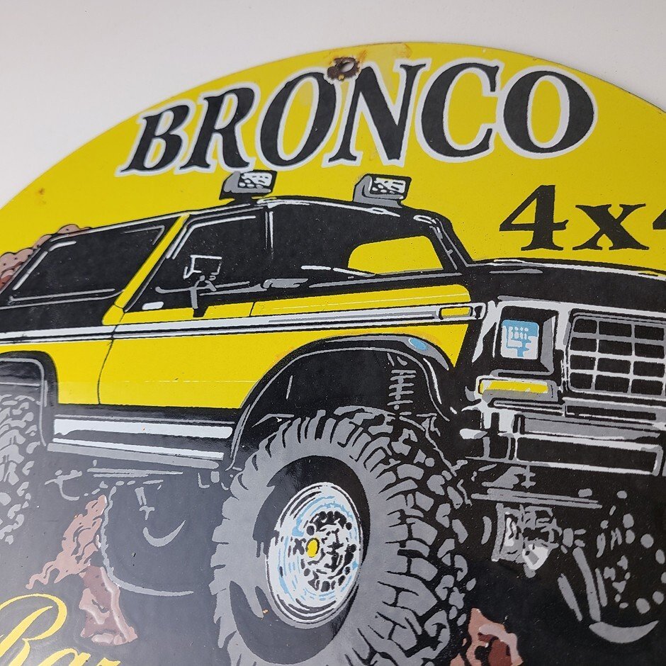 Vintage Ford Motors Porcelain Sign - Bronco Rare Breed Porcelain Dealership Sign - Image 8