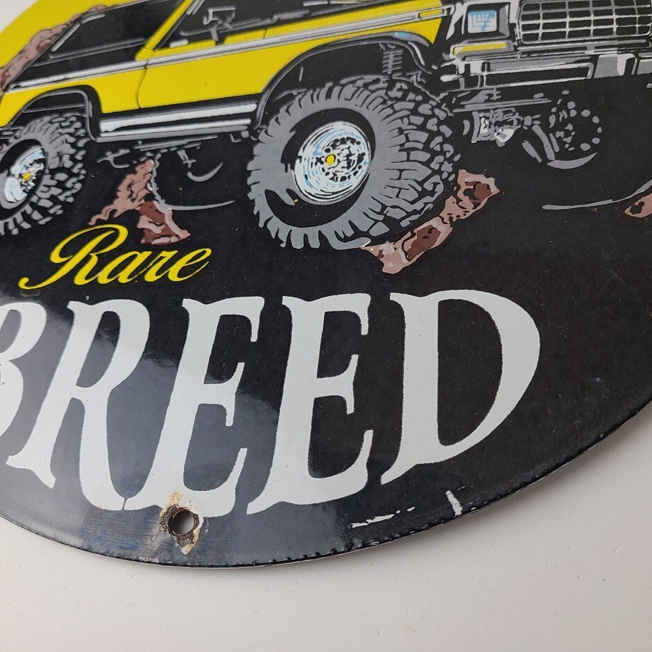 Vintage Ford Motors Porcelain Sign - Bronco Rare Breed Porcelain Dealership Sign - Image 10