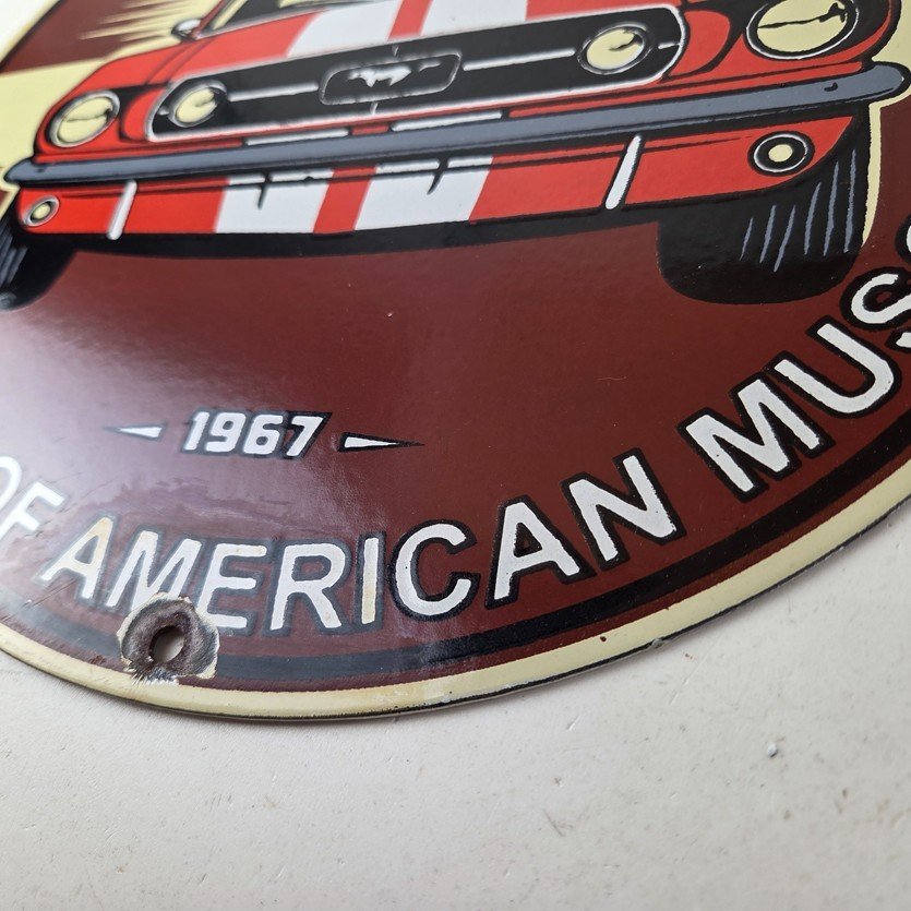 Vintage Ford Motors Sign - Mustang Gas Pump American Automotive Porcelain Sign - Image 14