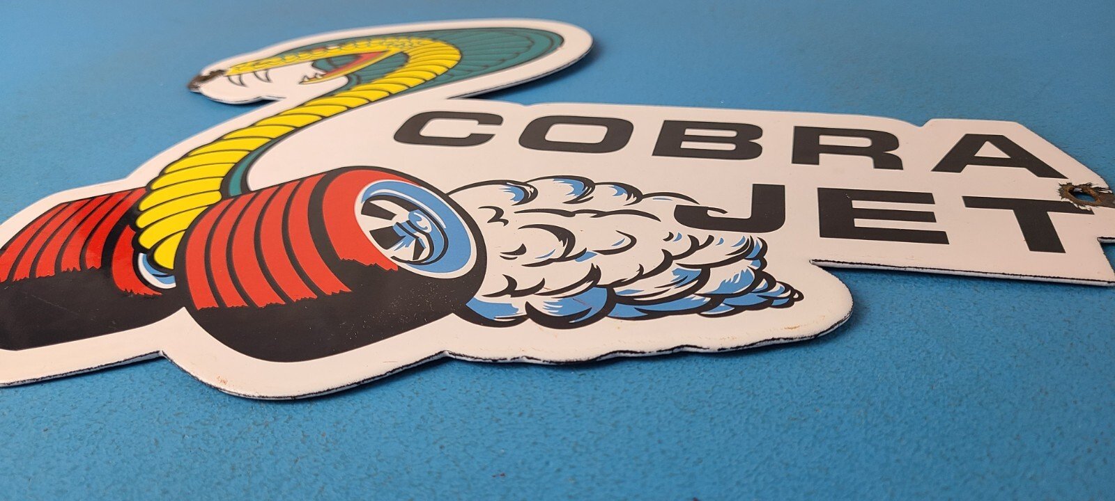 Vintage Ford Sign - Cobra Jet Sales Service Shelby Gas Oil Porcelain Sign - Image 11