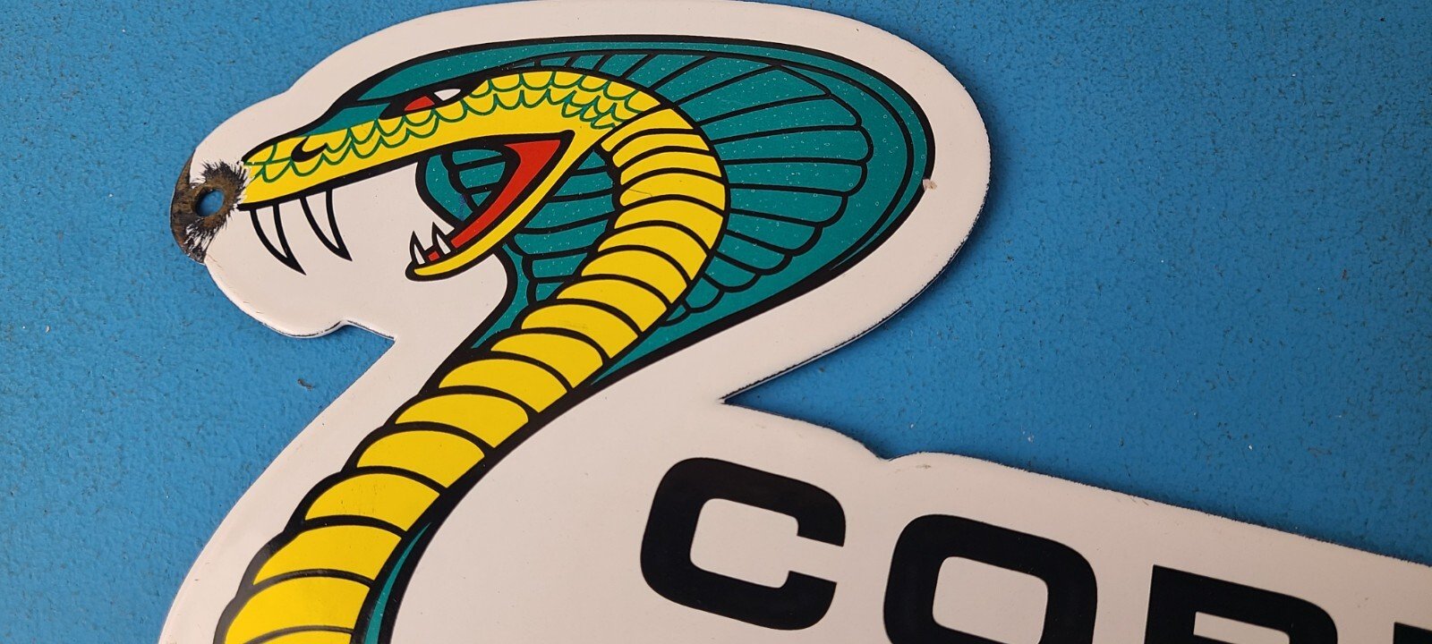 Vintage Ford Sign - Cobra Jet Sales Service Shelby Gas Oil Porcelain Sign - Image 3