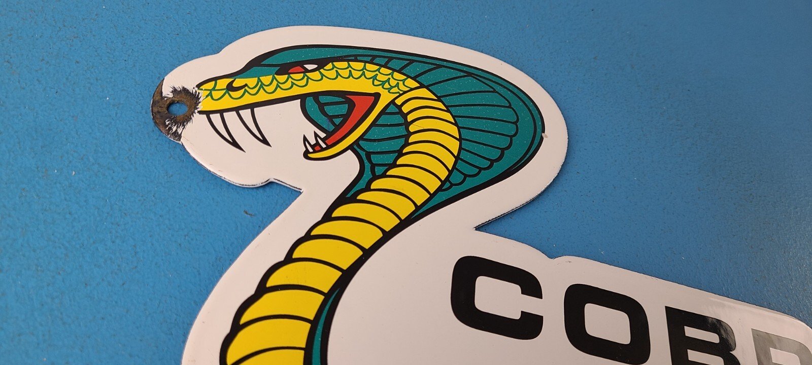 Vintage Ford Sign - Cobra Jet Sales Service Shelby Gas Oil Porcelain Sign - Image 5