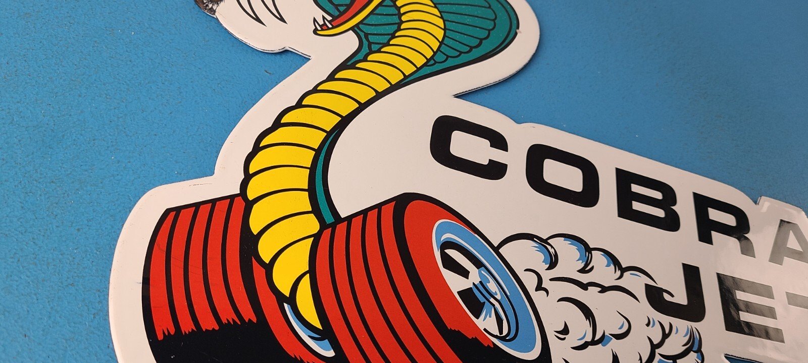 Vintage Ford Sign - Cobra Jet Sales Service Shelby Gas Oil Porcelain Sign - Image 6