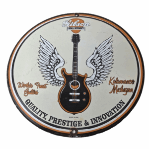 Vintage Gibson Guitars - Acoustic Electric Bass Store Porcelain Gas Station Sign