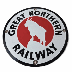 Vintage Great Northern Railway Sign - Train Rail Porcelain Station Gas Sign