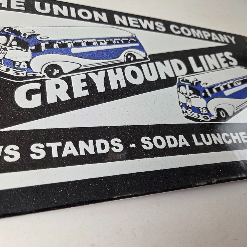 Vintage Greyhound Porcelain Sign - American Bus Line Company Gas Pump Plate Sign - Image 11