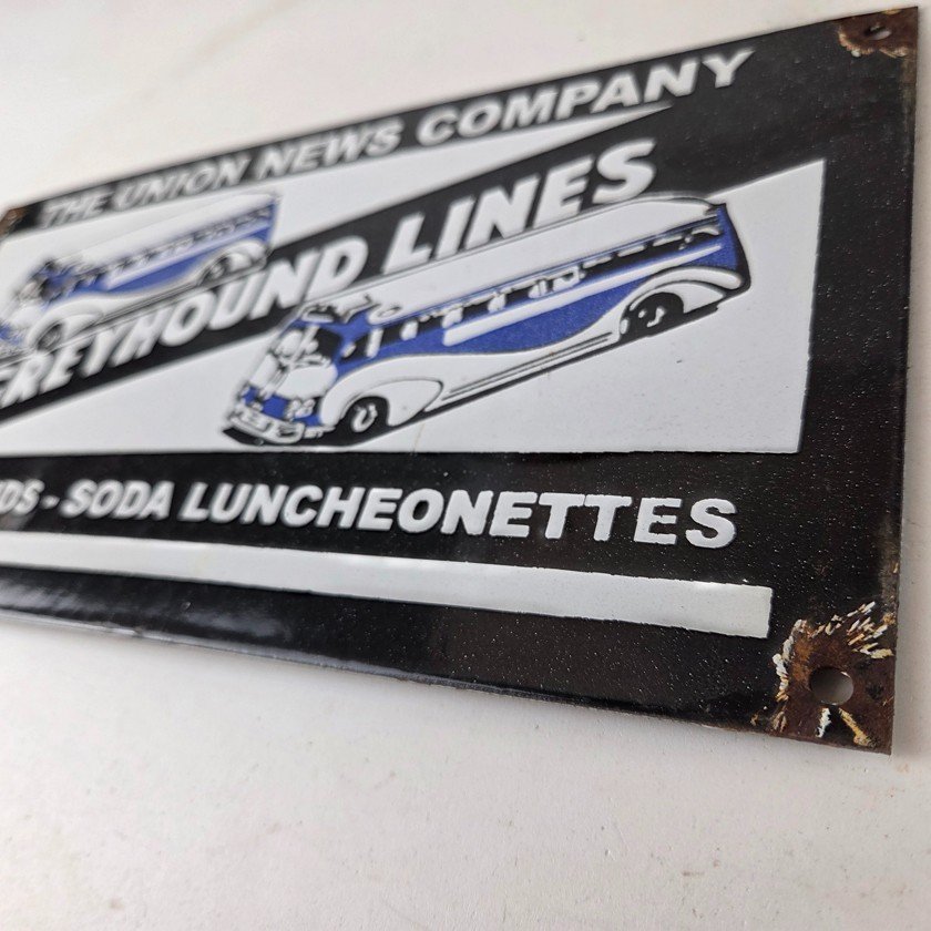 Vintage Greyhound Porcelain Sign - American Bus Line Company Gas Pump Plate Sign - Image 13