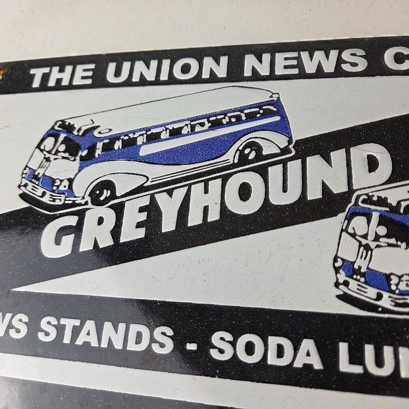 Vintage Greyhound Porcelain Sign - American Bus Line Company Gas Pump Plate Sign - Image 3
