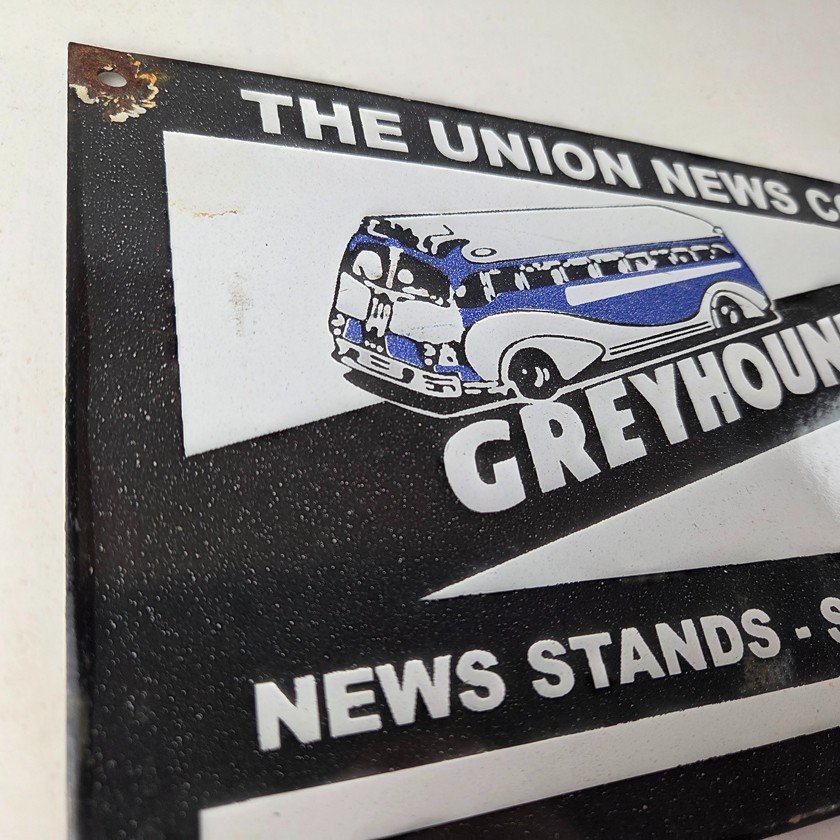 Vintage Greyhound Porcelain Sign - American Bus Line Company Gas Pump Plate Sign - Image 5