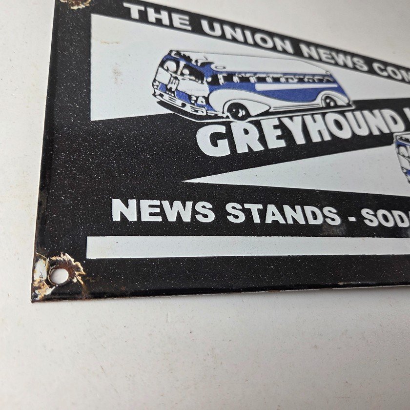 Vintage Greyhound Porcelain Sign - American Bus Line Company Gas Pump Plate Sign - Image 6