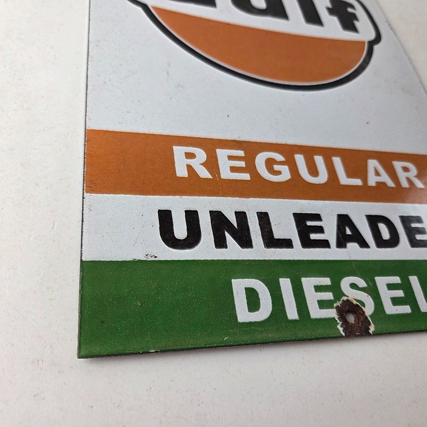 Vintage Gulf Gasoline Sign - Porcelain Octane Type Gas Pump Service Station Sign - Image 11