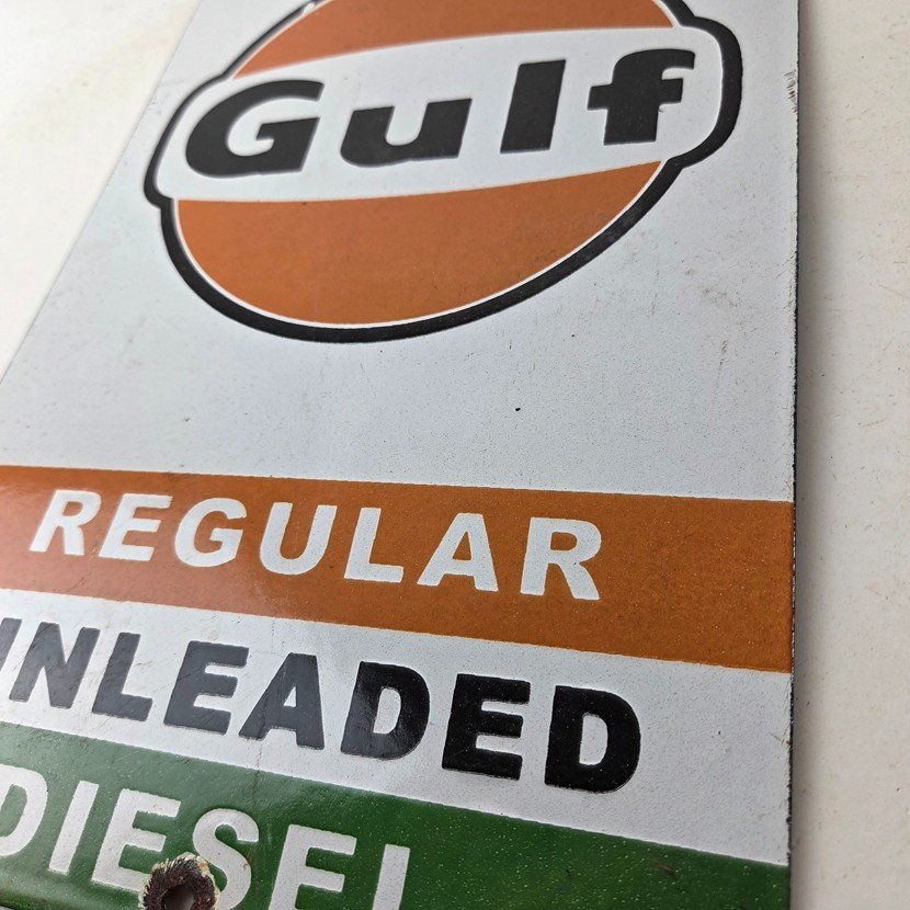 Vintage Gulf Gasoline Sign - Porcelain Octane Type Gas Pump Service Station Sign - Image 13