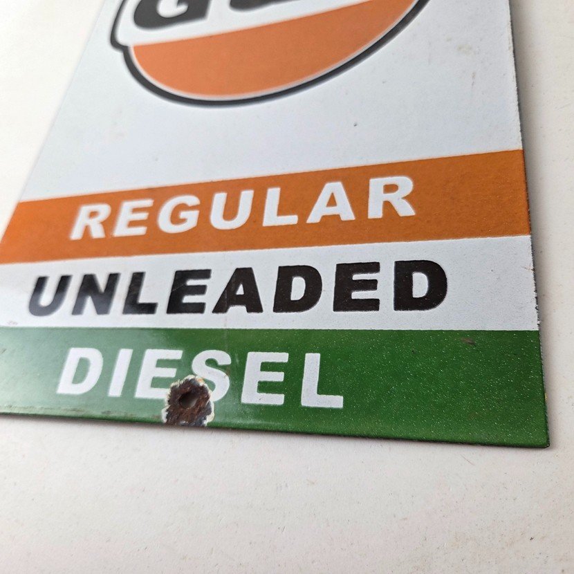 Vintage Gulf Gasoline Sign - Porcelain Octane Type Gas Pump Service Station Sign - Image 14