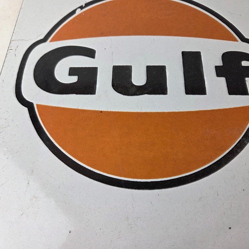 Vintage Gulf Gasoline Sign - Porcelain Octane Type Gas Pump Service Station Sign - Image 3