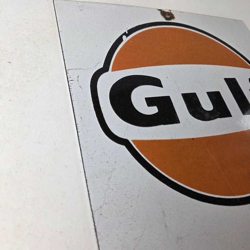 Vintage Gulf Gasoline Sign - Porcelain Octane Type Gas Pump Service Station Sign - Image 5