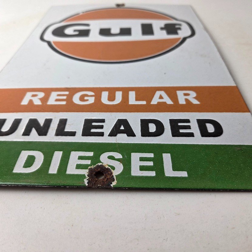 Vintage Gulf Gasoline Sign - Porcelain Octane Type Gas Pump Service Station Sign - Image 10