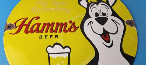 Vintage Hamms Beer Sign Brewery Alcohol Bear Gas Pump Porcelain Sign 305697711962 3