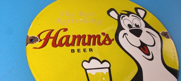 Vintage Hamms Beer Sign Brewery Alcohol Bear Gas Pump Porcelain Sign 305697711962 5