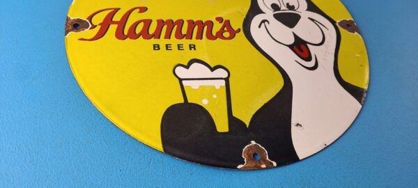 Vintage Hamms Beer Sign Brewery Alcohol Bear Gas Pump Porcelain Sign 305697711962 6