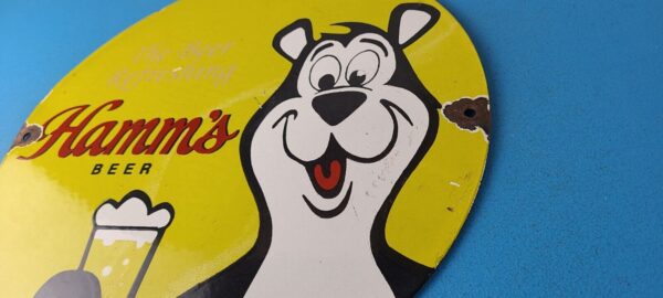 Vintage Hamms Beer Sign Brewery Alcohol Bear Gas Pump Porcelain Sign 305697711962 8