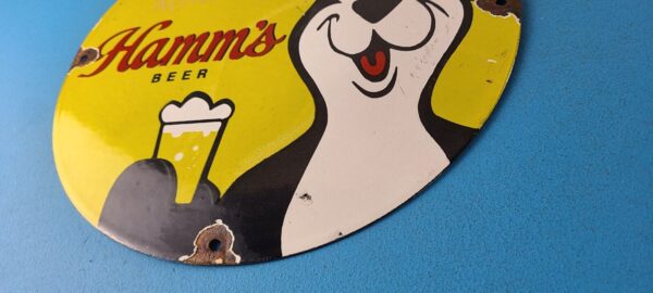 Vintage Hamms Beer Sign Brewery Alcohol Bear Gas Pump Porcelain Sign 305697711962 9