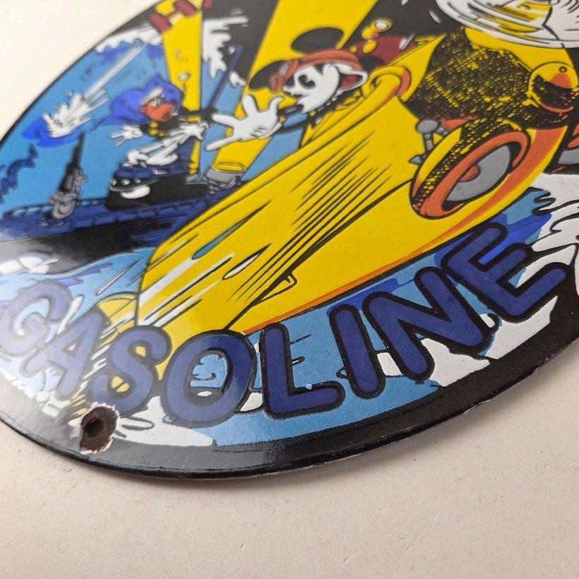 Vintage Harbor Gasoline Sign - Mickey Gas Pump Motor Oil Porcelain Sign - Image 14