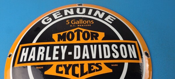 Vintage Harley Davidson Motorcycle Sign - Large Porcelain Parts Gas Pump Sign - Image 13