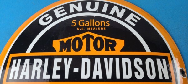 Vintage Harley Davidson Motorcycle Sign - Large Porcelain Parts Gas Pump Sign - Image 3