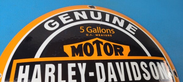 Vintage Harley Davidson Motorcycle Sign - Large Porcelain Parts Gas Pump Sign - Image 5