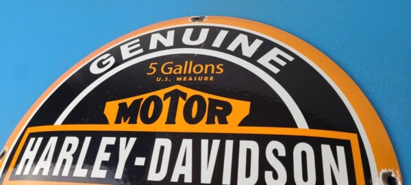 Vintage Harley Davidson Motorcycle Sign - Large Porcelain Parts Gas Pump Sign - Image 8