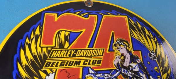 Vintage Harley Davidson Motorcycles Sign 74 Biker Gas Pump Porcelain Sign 305492863982 4