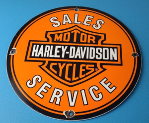 Vintage Harley Davidson Motorcycles Sign Gas Pump Porcelain Genuine Parts Sign 305892287602